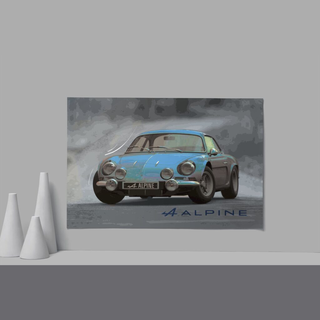 Cadre Alpine A110 Bleu Fond Gris